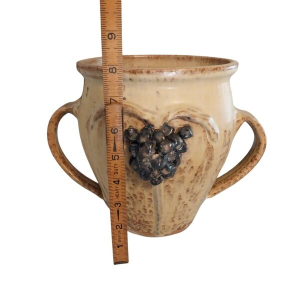 Signed McClellan Art Pottery Vase With Raised Grapes Large - Picture 7 of 8